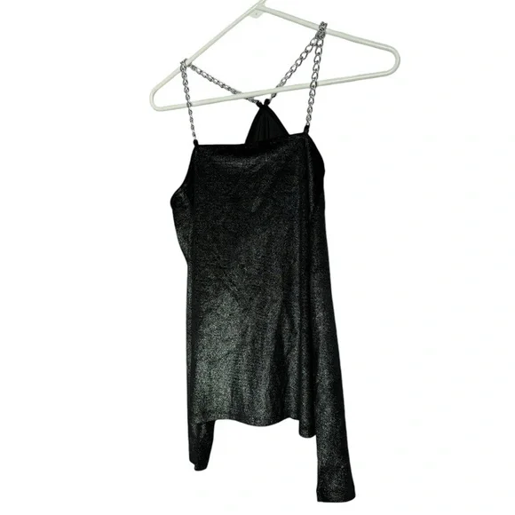 Michael Kors Women's Metallic Velvet Chain Cold Shoulder Top Gray, US Small - Picture 6 of 6